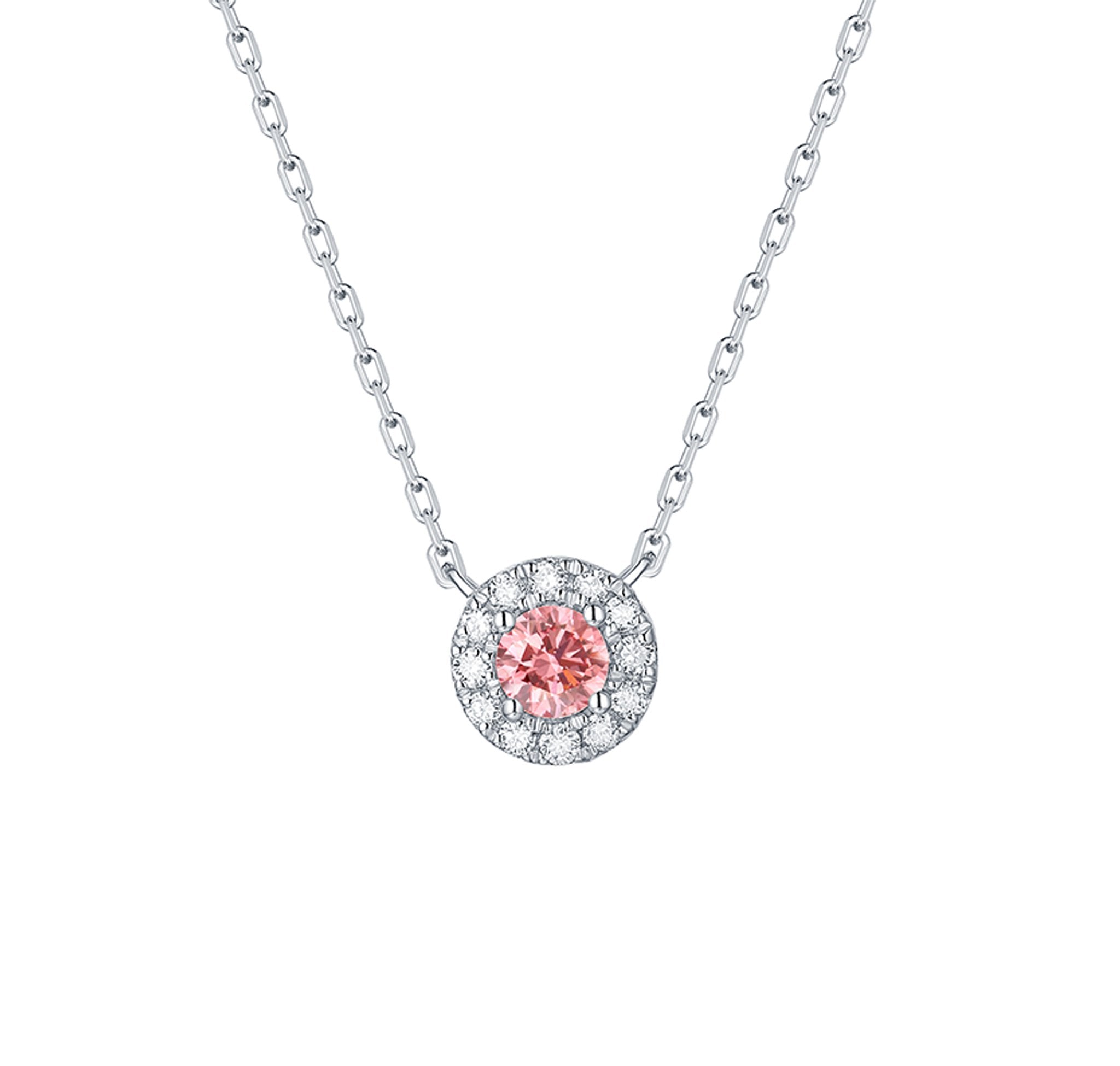 Souffle Pink Halo 0.24ctw Silver Necklace NL-00090PNK