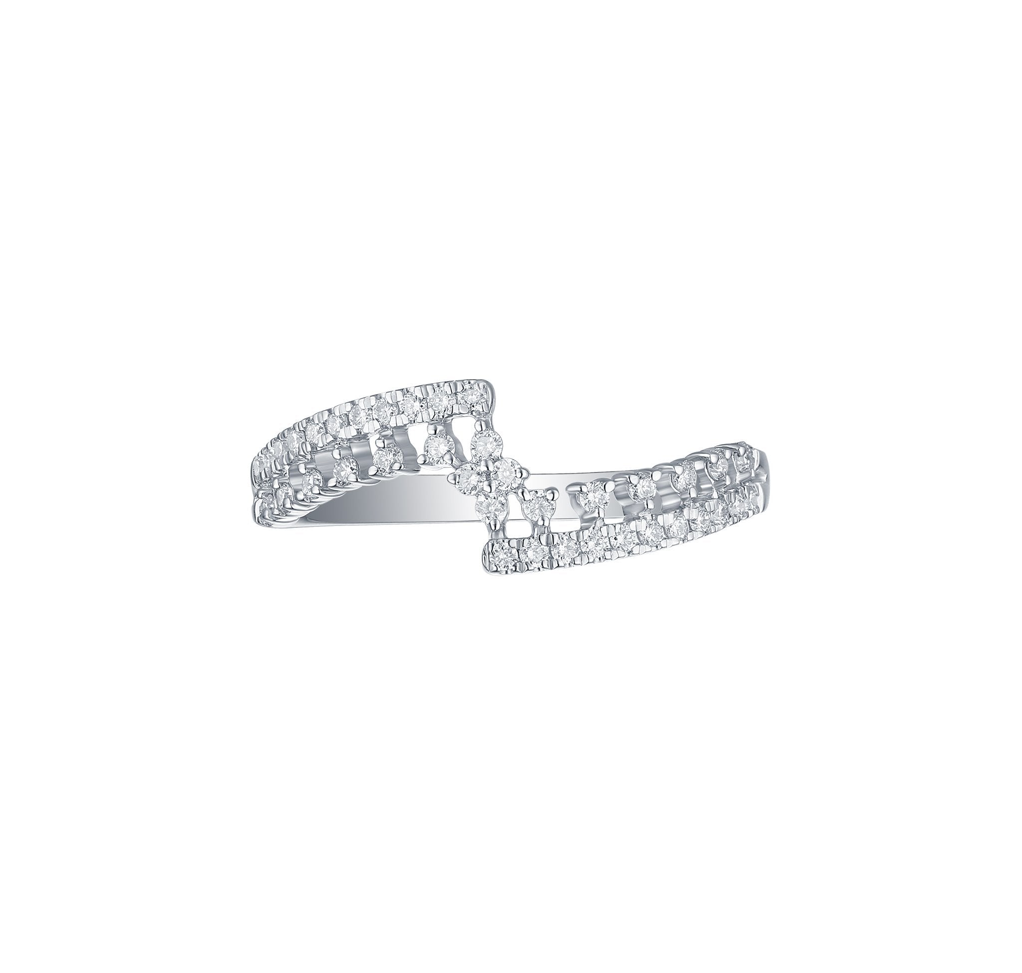 Silver Bypass 0.25ctw Lab Grown Diamond Band R-00685WHT