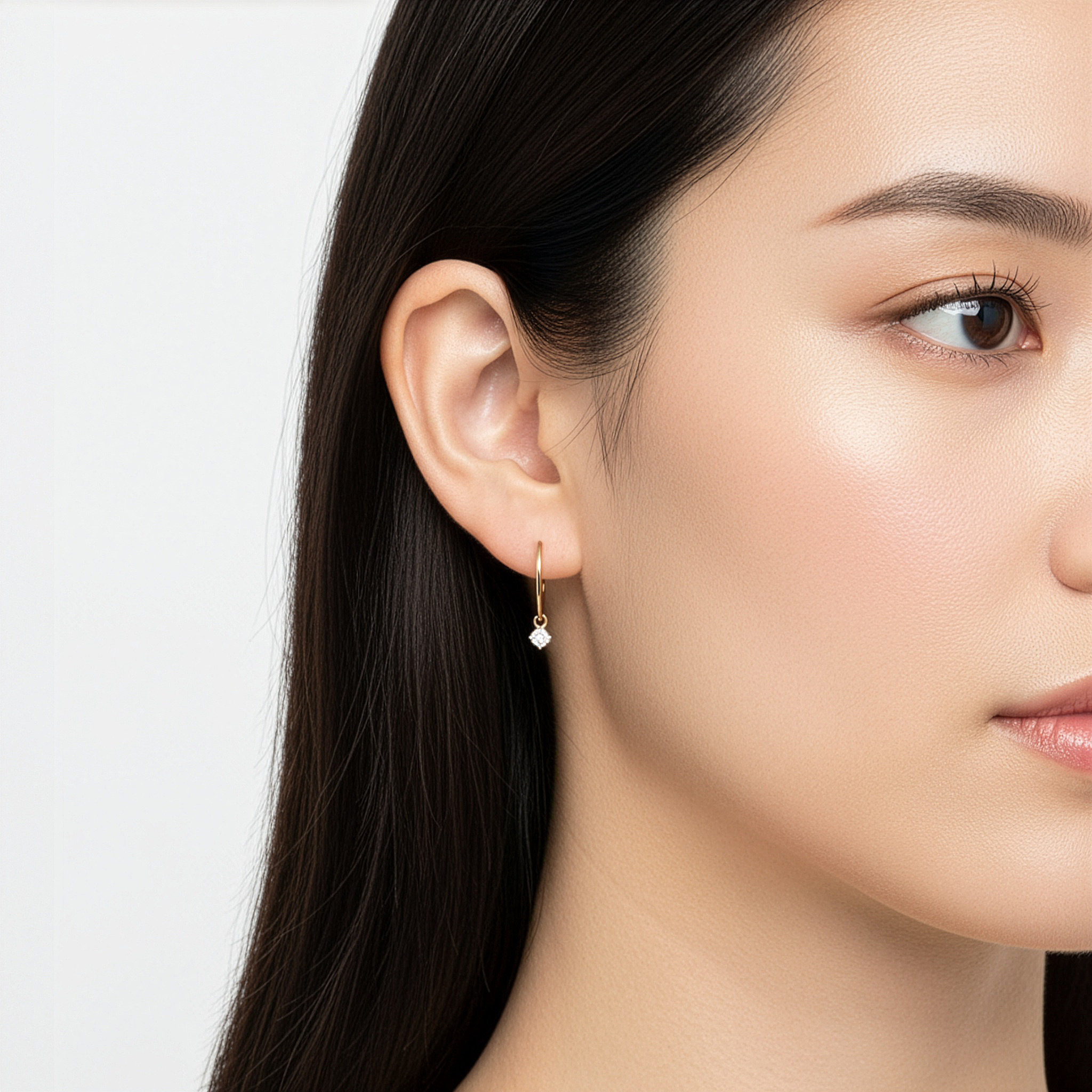 K18YG ラボグロウンダイヤモンド フープピアス(L)